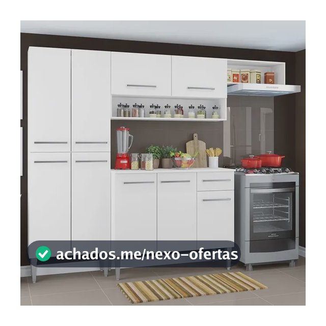 Madesa Emilly G2007009 armário de cozinha compacta completa top com armário e balcão cor branco