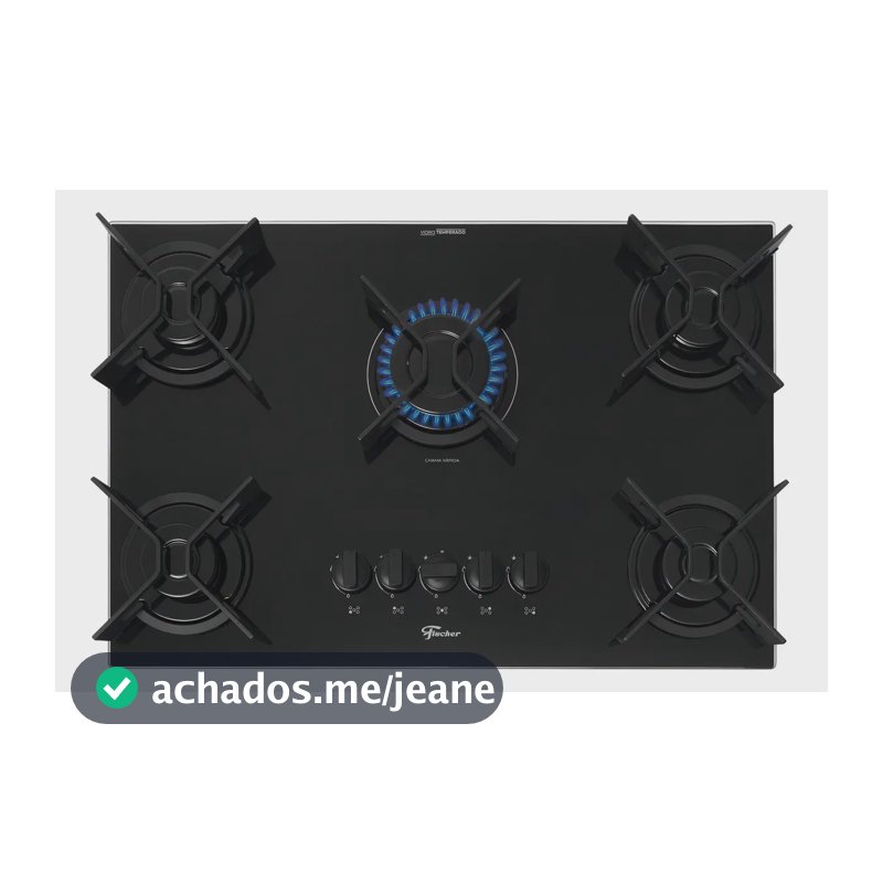 Cooktop a Gás Fischer 5 Bocas Fit Line Trempe Iron
