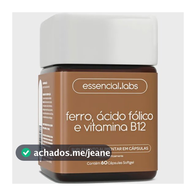 FERRO com ÁCIDO FÓLICO e VITAMINA B12 - 60 Cápsulas Softgel - Fórmula Avançada com Máxima Absorção