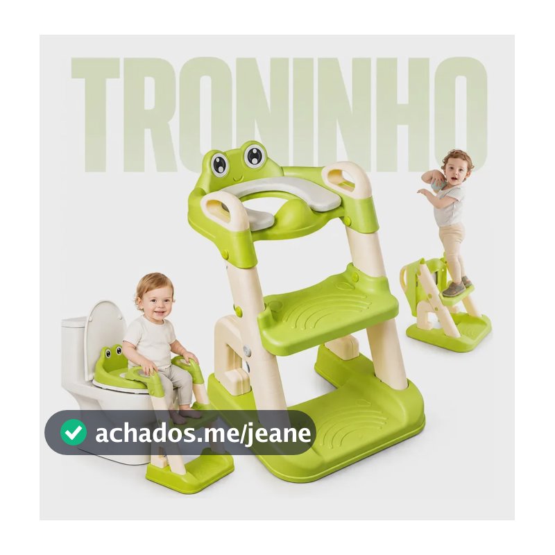 Assento Redutor Infantil 2 em 1 Escadinha e Assento Para Vaso Sanitário Troninho Pluggei Select Pluggkids Tr01 Cor Verde