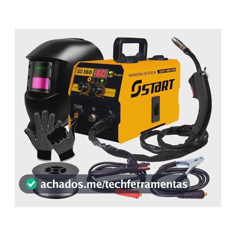 Maquina Inversora Solda Mig 160a 3 Em 1 Tig Lift Acessórios Amarelo 220v