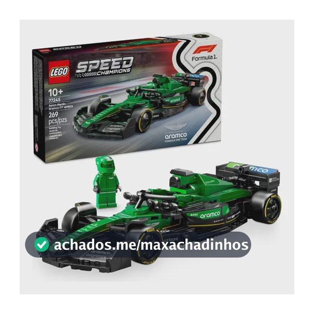 LEGO Speed Champions Carro de Corrida Aston Martin Aramco F1 AMR24 77245; Carro de Fórmula 1