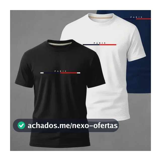 Kit 3 Camiseta Camisa Estilo Casual Paris 100% Algodão