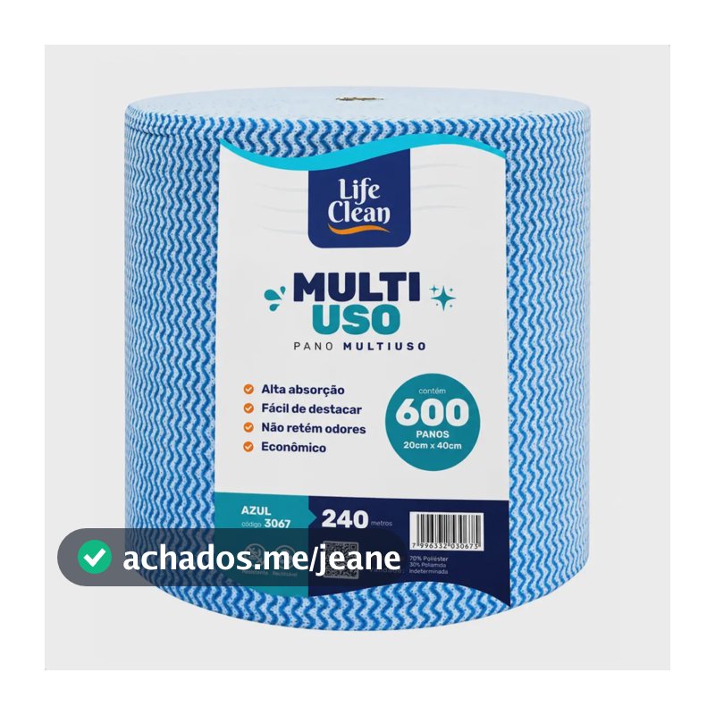 Pano Multiuso Inovem Rolo 240m Microfibra Perfex 600pano Cor Azul