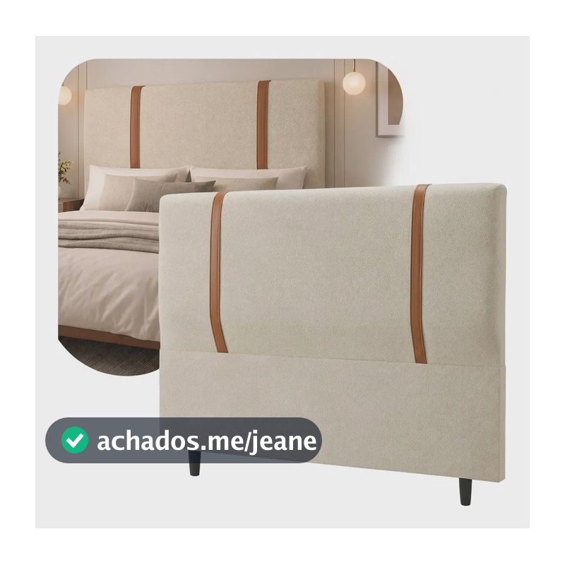 Cabeceira Casal 140cm Bouclê Para Cama Box Faixa Corino Bege