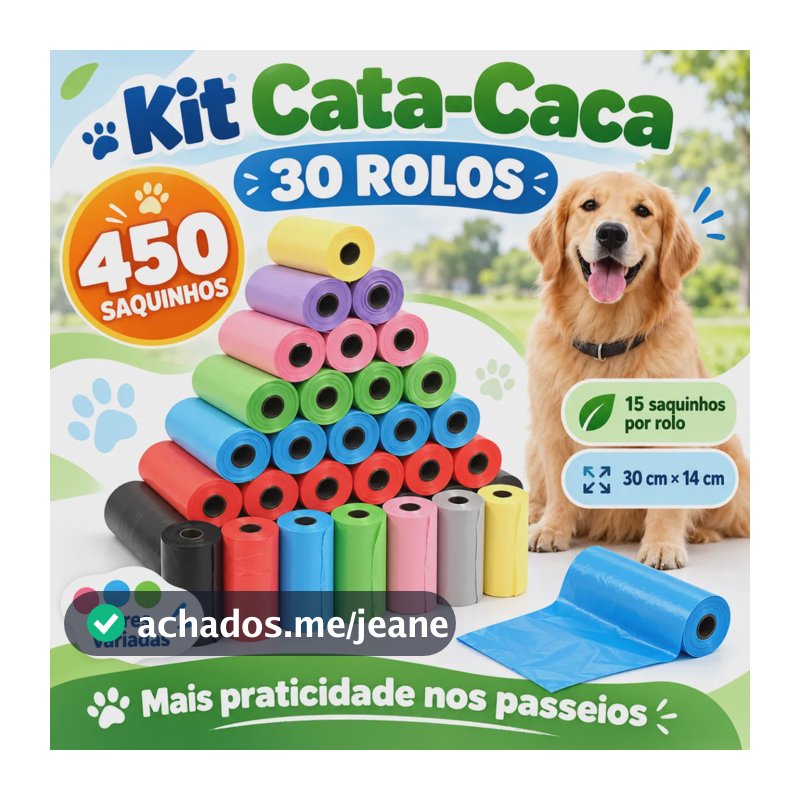 Kit 30 Refil Cata Caca Rolinhos Pet Sacolas Saquinho De Lixo Sortida