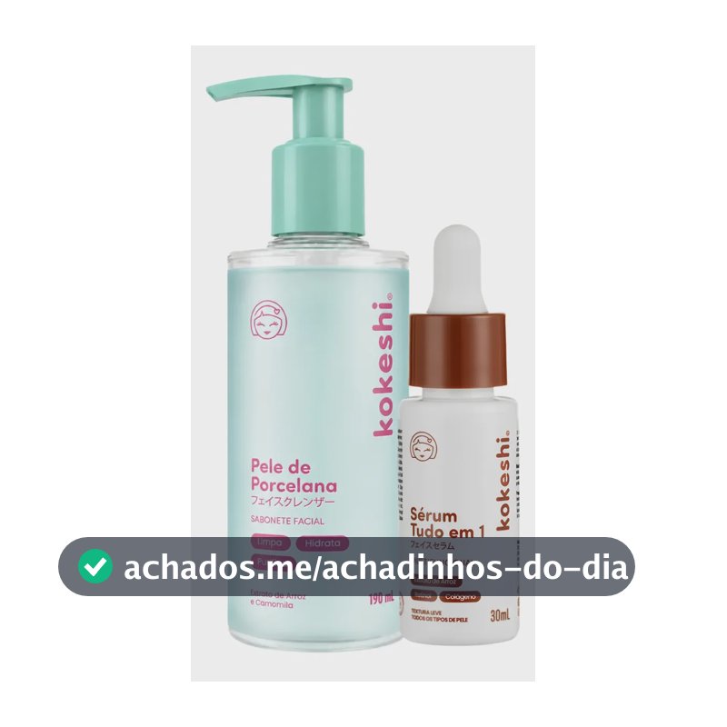 Kit Sabonete Sérum Facial Tudo Em 1 Kokeshi Pele Porcelana
