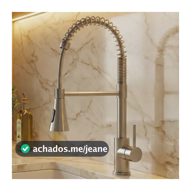 Torneira de cozinha gourmet misturador monocomando pia bancada aço inoxidável acabamento escovado cor prateado Domma