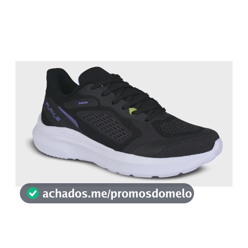 Tênis Masculino E Feminino Play V Rainha Preto/roxo Liso 38 Br