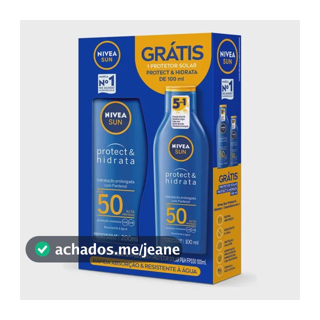 Kit Protetor Solar Protect & Hidrata FPS50 200ml + Protetor Solar Protect & Hidrata FPS50 100ml Nivea Sun