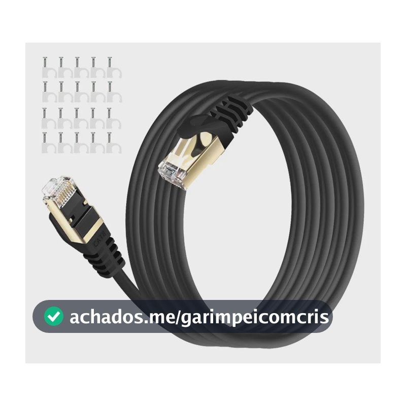 Cabo De Rede Cat8 20m 40gbps 2000mhz Para Ps5 E Roteador