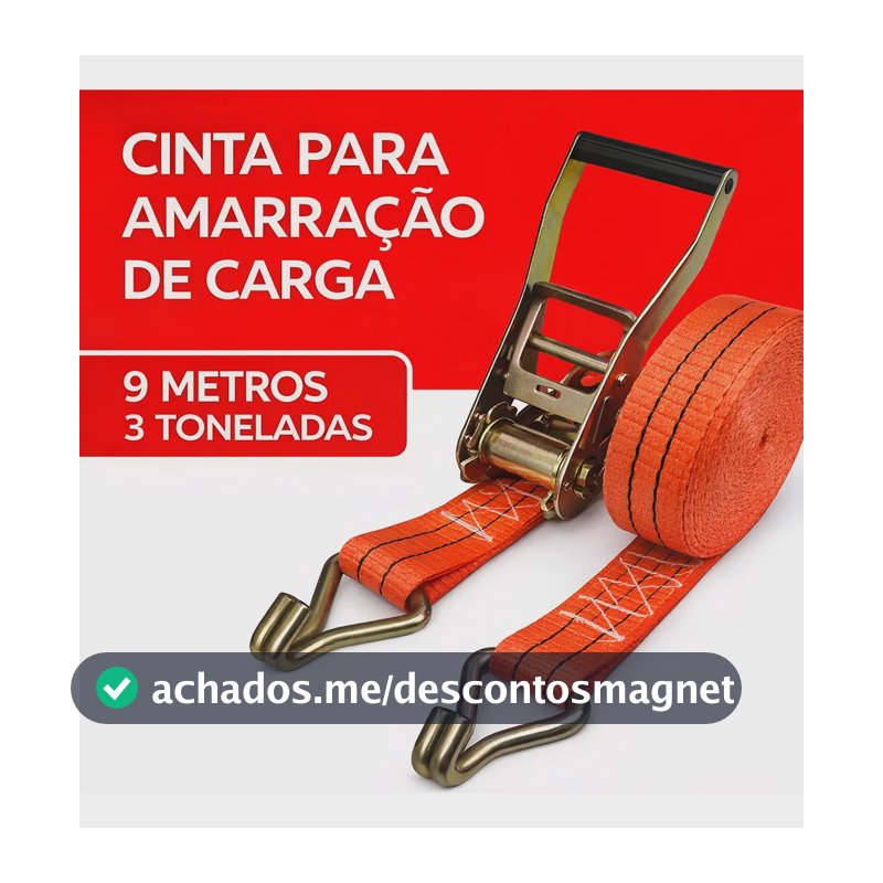 Cinta de Amarração para Cargas com Catraca, 3 Toneladas e 9 Metros