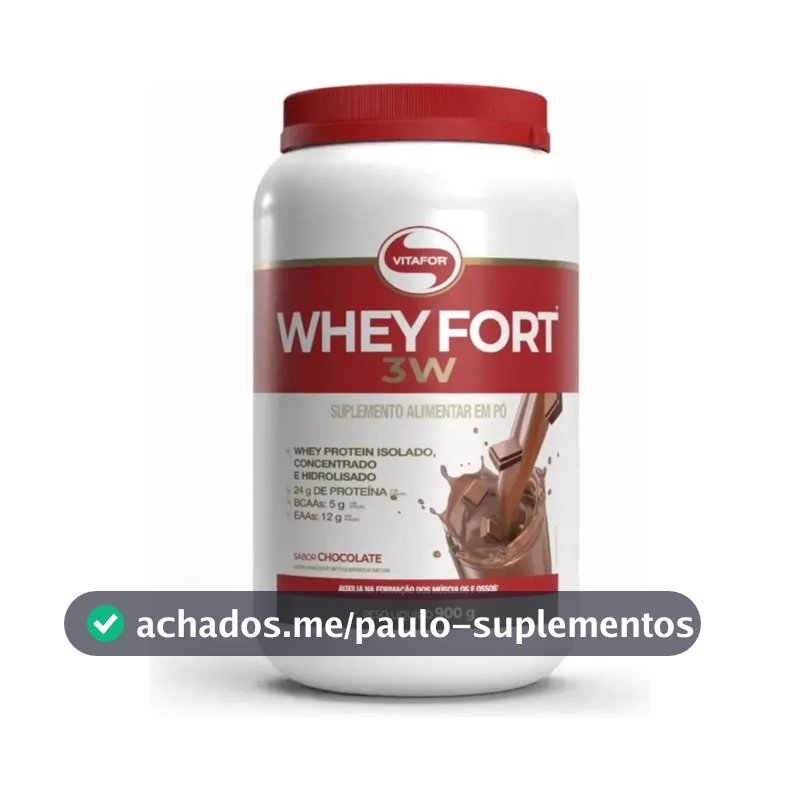 Whey protein Vitafor Fort 3W 900g Baunilha em pó sabor Chocolate x 900g