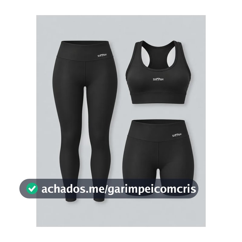 Kit Conjunto Feminino Fitness Top Nadador + Legging + Short Preto Gg