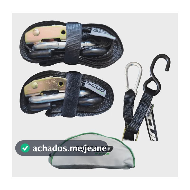 Cinta Esticadora 25mm Presilha 2 Ganchos Mosquetão Scud Preto