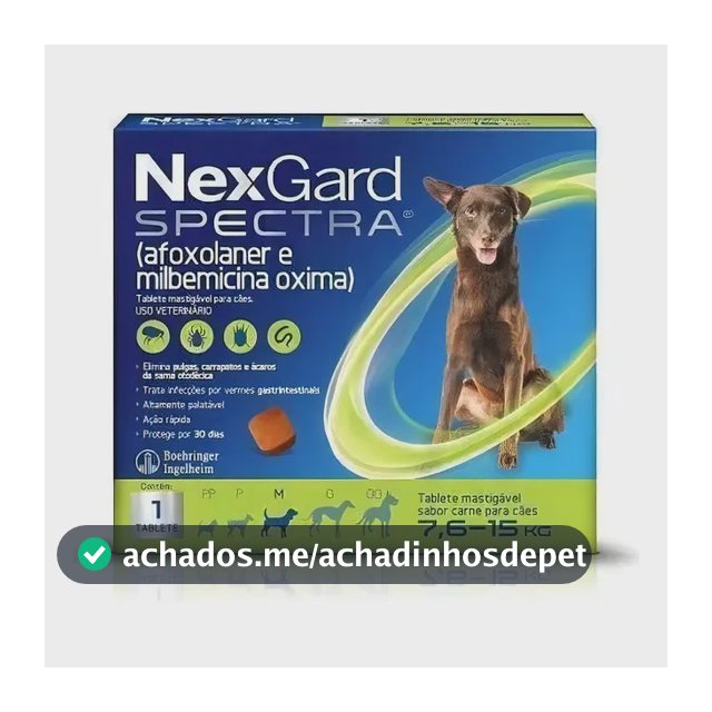 Nexgard Spectra Cães 7,6 A 15Kg AntiPulgas Carrapatos 1 Comp