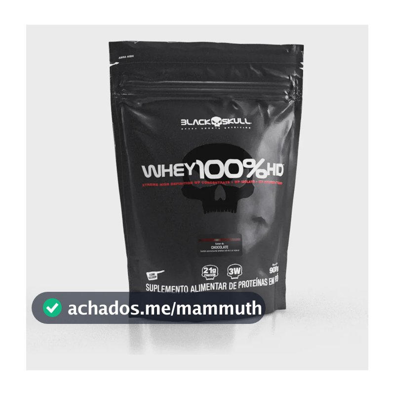 Proteína Black Skull Whey 100% HD em pó sabor Chocolate x 900g