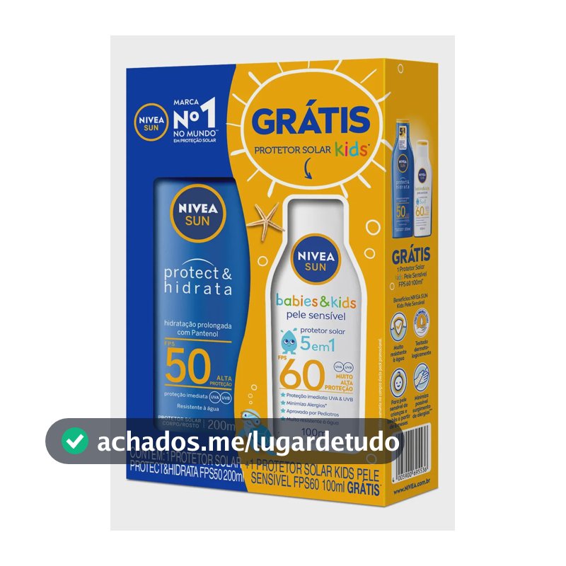 Kit Protetor Nivea Adulto Fps50 200ml + Kids Fps60 100ml