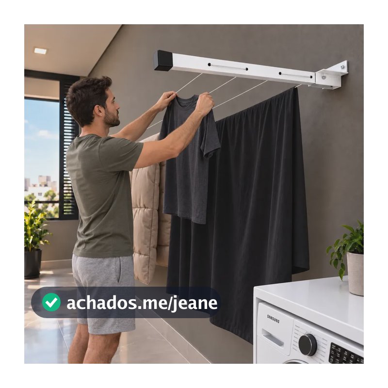 Varal De Roupas Alumínio Reforçado 80kg Dobrável Cor Branco Branco