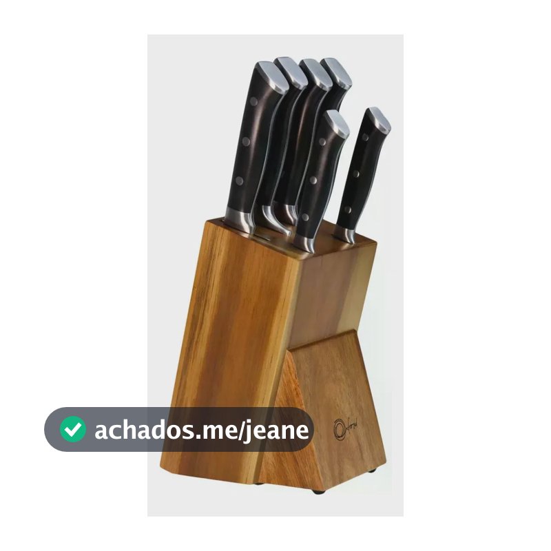 Jogo De 6 Facas Com Cepo De Madeira Oxford Black