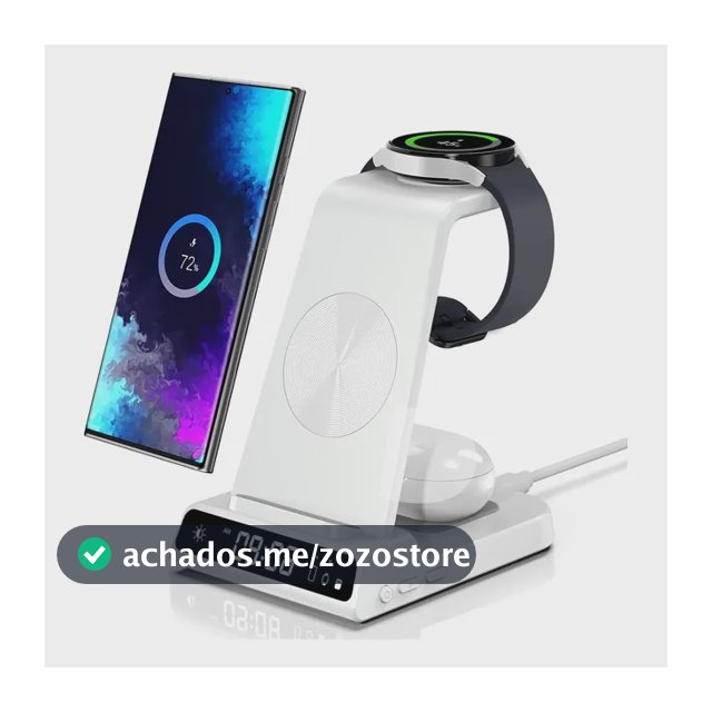 Carregador Sem Fio 3 Em 1 Samsung Com Relógio