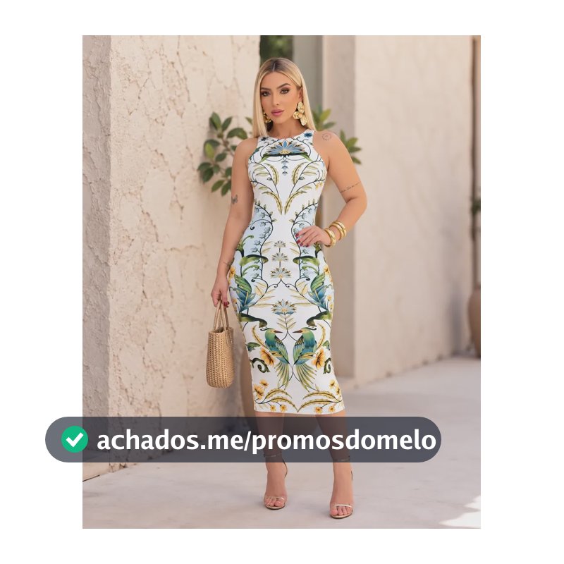 Vestido Feminino Midi Estampado Casual Chic Premium Jardim Encantado Estampado Único 36-42
