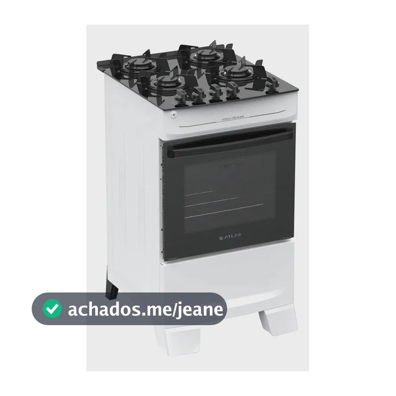 Fogão 4 Bocas Atlas Mônaco Top Glass Automático com Mesa De Vidro Branco Bivolt