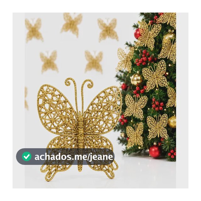 Kit C/12 Flor Luxo Borboleta Decoração Enfeite Árvore Natal