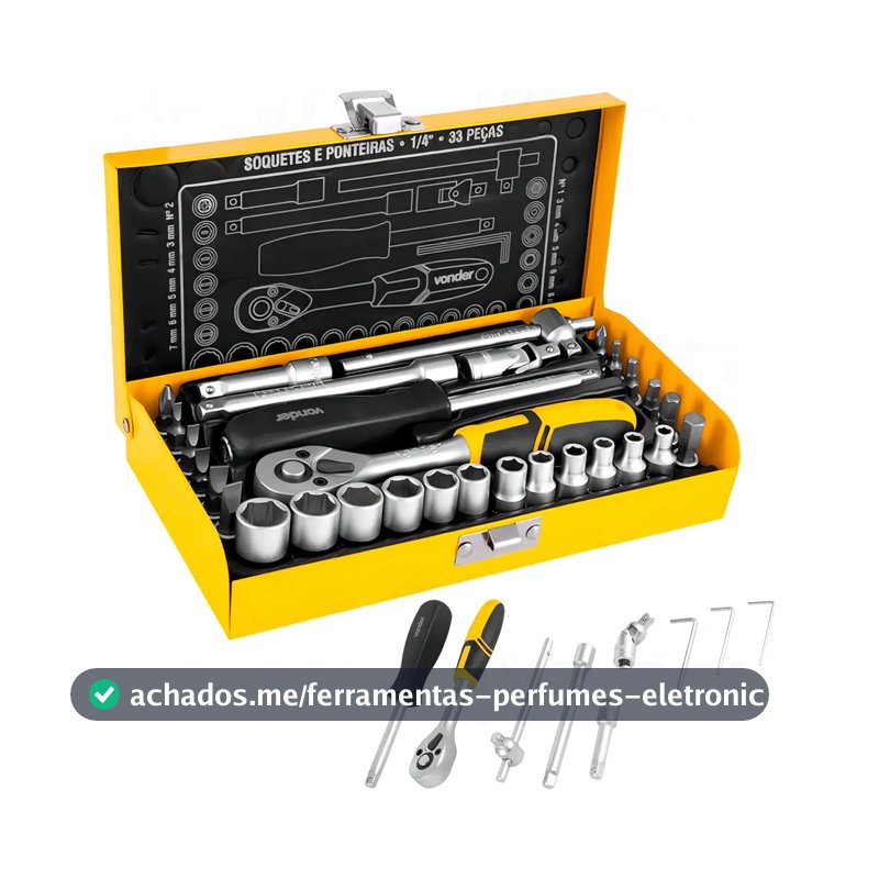 Jogo De Soquete Vonder 1/4 C/33pcs Sextavado 4a13