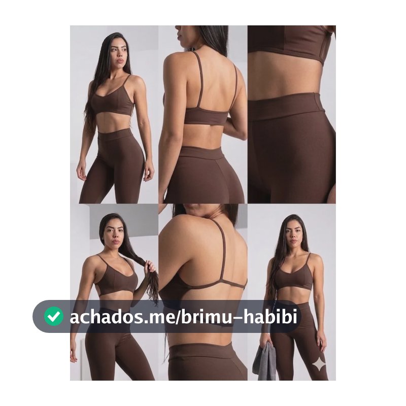 Diasp Conjunto Fitness Poliamida Academia Leg + 2 Tops Coffee Lisa G