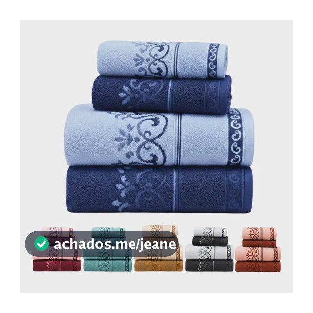 Jogo De Toalhas Banho E Rosto 100% Algodão Kit 4 Pçs Felpuda Azul
