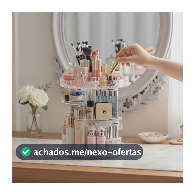 Organizador De Maquiagem Giratório 360° Em Acrílico Transparente Com Prateleiras Ajustáveis EPS-2577 Epsilon
