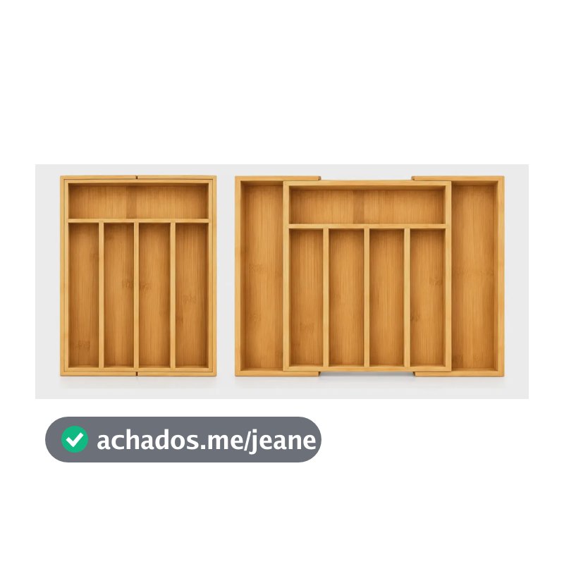 Porta Talher Extensível Organizador Bambu 7 Divisórias Facas