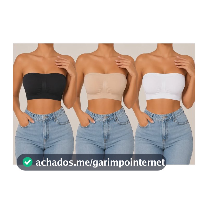 Kit 3 Sutiã Premium Tomara Que Caia Sem Costura Top Faixa Sortidas Gg-46