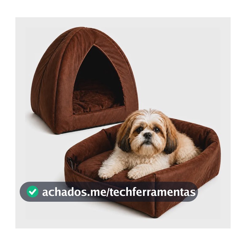 Cama Cachorro Gato Caminha Toca Iglu Grande Luxo 45 X 45 Cm Marrom