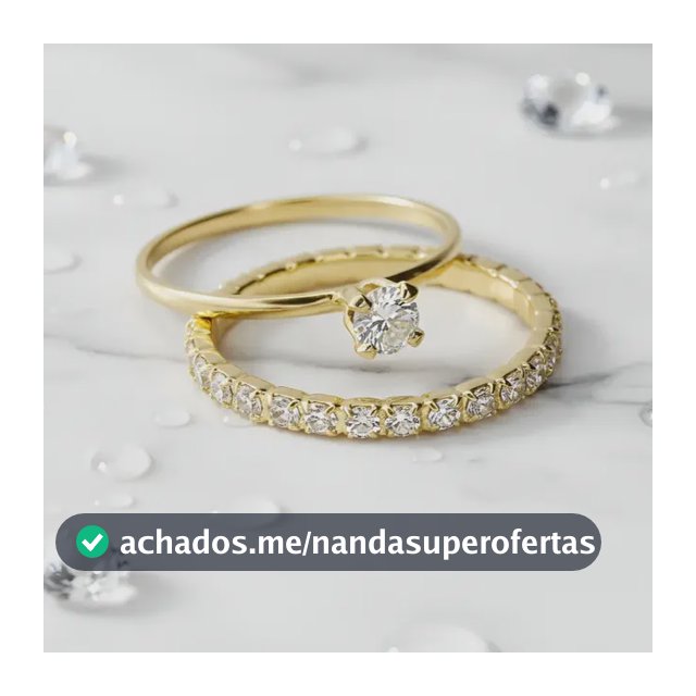 Kit Solitário E Aparador De Aliança Cravejado Banhado A Ouro