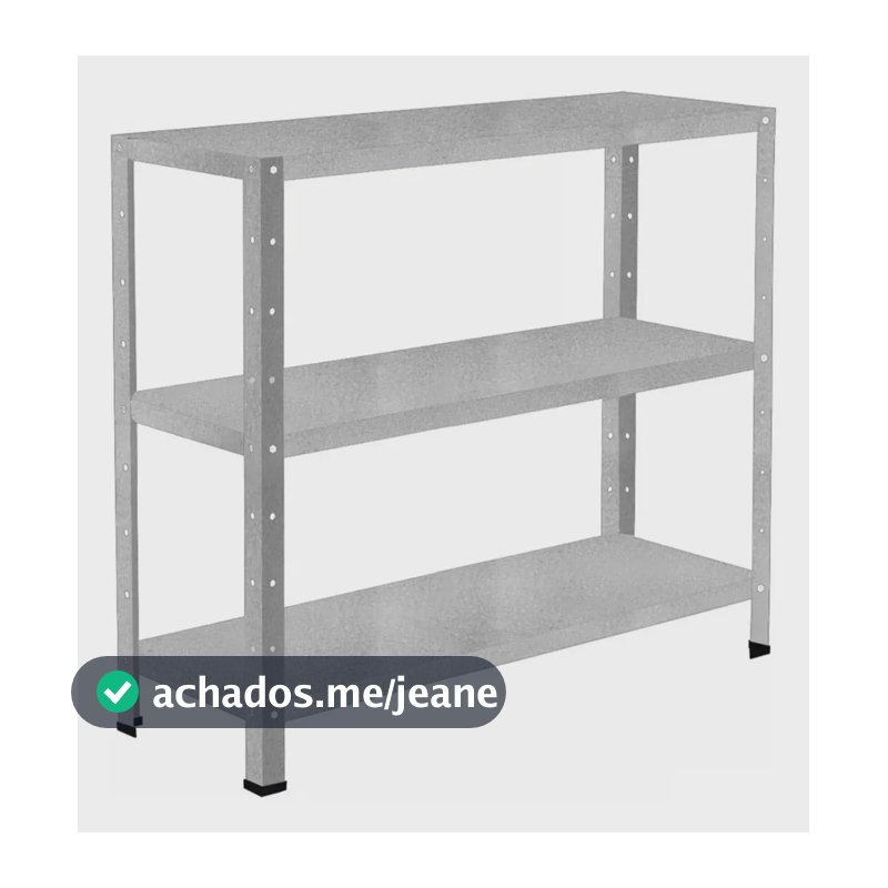 Estante De Aço Estoque Escritório 3 Bandejas 90cm Resistente Galvanizada