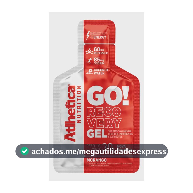 Suplemento em sachês Atlhetica Nutrition Go! Recovery Gel Energético sabor Morango x 30g de 10 un