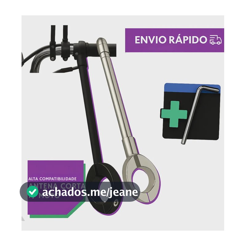 Antena Corta Pipa Moto Bicicleta Retrátil Aço Inox Guidão Preta