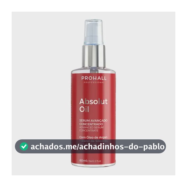Óleo Reparador De Pontas Sérum Absolut Oil 60ml Prohall