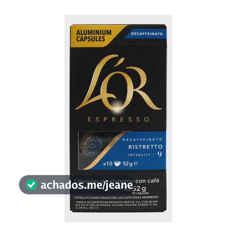 Cápsulas L'or Espresso Descafeinado Ristretto 10un Compatível Nespresso