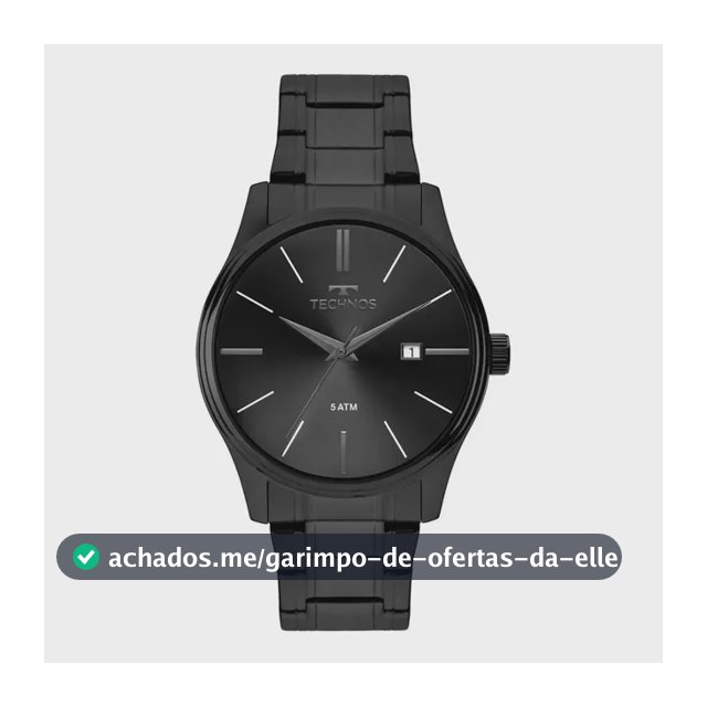 Relógio Technos Masculino Quartzo Grafite 42mm Aço Resistente à Água