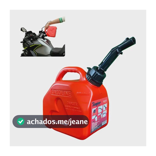 Galão Reserva Tanque Combustível Gasolina 5 Litros Vermelho