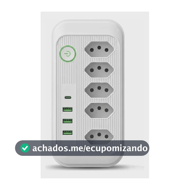 Extensão Elétrica Tomadas Usb Type-c Bivolt Filtro De Linha Branco Jxb95+3+1