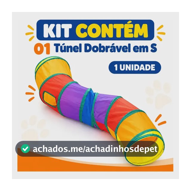 Brinquedo Túnel Dobrável Em S 1,25mx25 Diâmetro Para Gato Cor Colorido