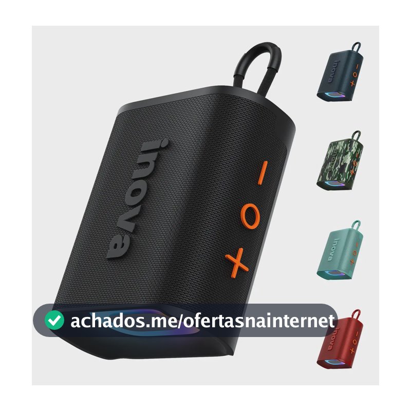 Caixa De Som Portatil 20W, Inova Caixa de Som pequena com Radio FM E RGB, caixinha som bluetooth À Prova D'água IP67, Caixa De Som Potente Para Moto Bike, Bateria 15h, TWS Som Estéreo Grave Preto