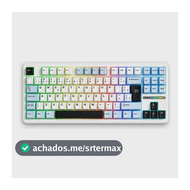 Teclado Mecânico Aula F87 Branco RGB Sem Fio Tri Mode Bluetooth 2.4GHz USB-C