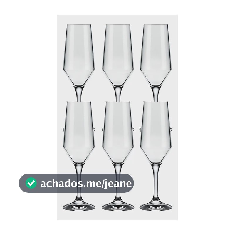 Jogo Taça Champanhe Espumante 186ml Vidro Liso 6 Peças Nadir Cor Transparente
