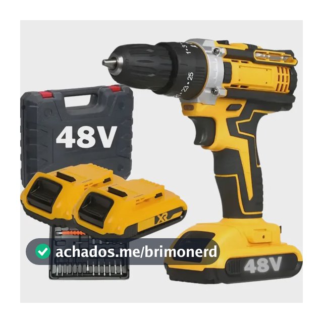 Parafusadeira Furadeira 48v Profissional +2 Baterias +maleta Amarelo 127/220v