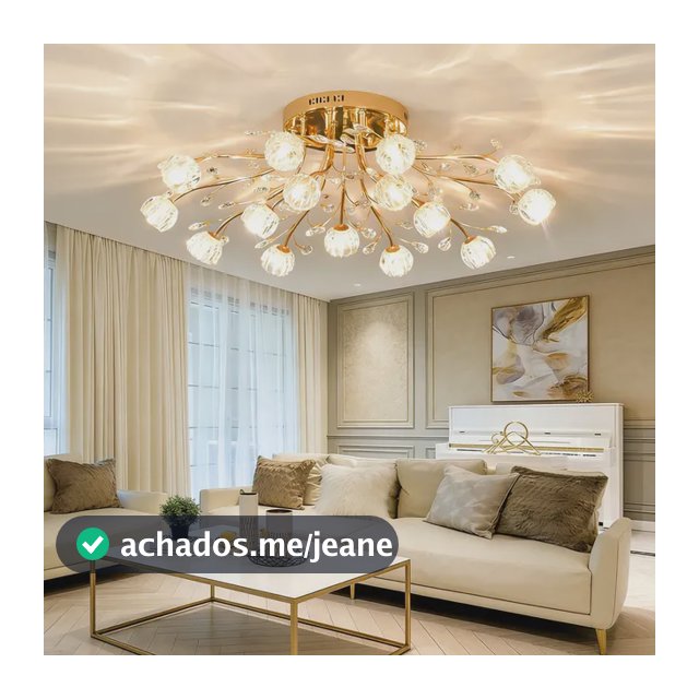 Lustre De Teto Cristal 15 Braços Luxo Candelabro Flores Sala 127/220v 15 Braços